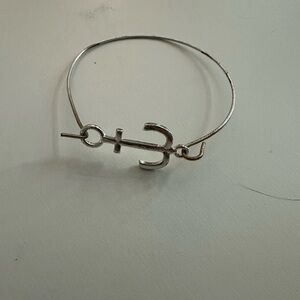 Silver Anchor Hook Bangle Bracelet - Womens Jewelry